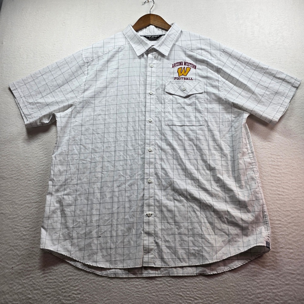 Under Armour Button Down Mens 2XL White Grid Arizona Western Football HeatGear